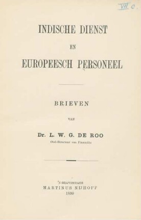 Indische dienst en Europeesch personeel : brieven