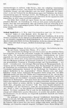 216, Gerhard Jacobi. Was sind Psychopathen und wie ist ihnen zu helfen? 1922
