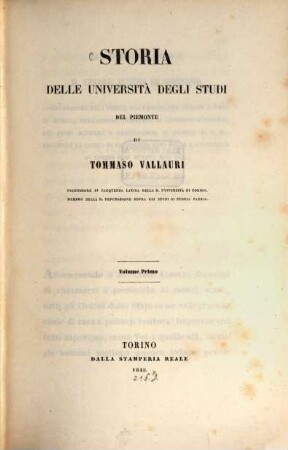 Storia delle università, degli studi del Piemonte. 1