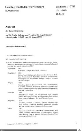 Anfrage der Republikaner: Bestrahlte Lebensmittel