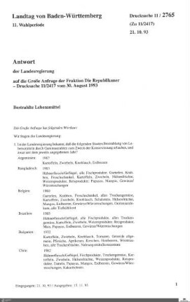 Anfrage der Republikaner: Bestrahlte Lebensmittel