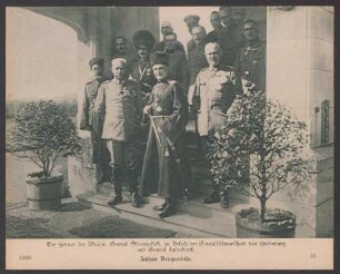 Der Hetman der Ukraine, General Skoropadski, zu Besuch bei Generalfeldmarschall von Hindenburg und General Ludendorff. Zeichnet Kriegsanleihe.