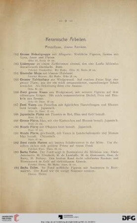 Keramische Arbeiten (Nr. 182-195)