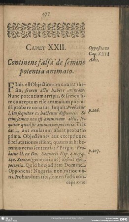 Caput XXII. Continens falsa de semine potentia animato