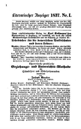 1837: Literarischer Anzeiger - 1837