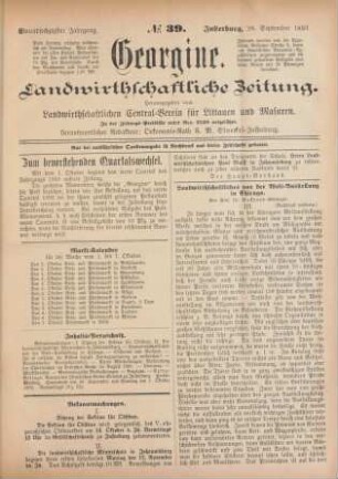 Einundsechzigster Jahrgang. No. 39. Insterburg, 28. September 1893.