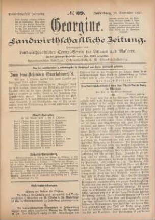 Einundsechzigster Jahrgang. No. 39. Insterburg, 28. September 1893.