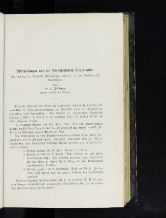Mittheilungen aus der Versuchsstation Regenwalde.