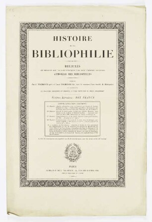 Titelblatt der Folge "Geschichte der Bibliophilie"