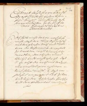 [Landgraf Ernst zu Hessen-Rheinfels an Herrn Ludolff] de Dato Rheinfels den 21ten Decembris 1685.