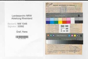 Entnazifizierung Hans Graf , geb. 09.06.1893 (Kaufmann)