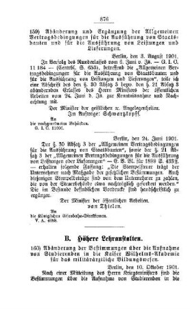 Abänderung und Ergänzung der Allgemeinen Vertragsbedingungen für die Ausführung von Staatsbauten und für die Ausführung von Leistungen und Lieferungen : [A. Behörden und Beamte]