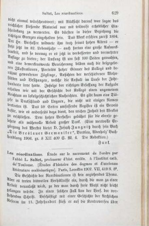 629-630 [Rezension] Saltet, Louis, Les réordinations
