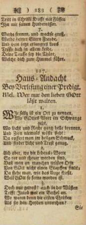 117. Haus-Andacht Bey Verlesung einer Predigt