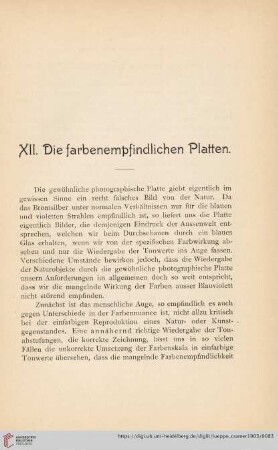 XII. Die farbenempfindlichen Platten