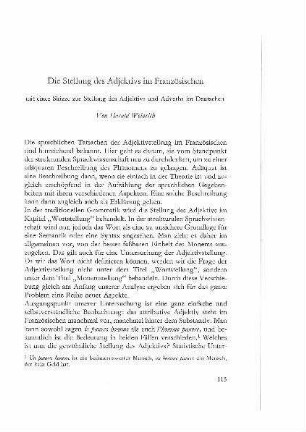 Die Stellung des Adjektivs im Französischen