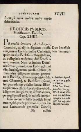 De Oficiis [!] Publico. Ministrorum Ecclesiae. Cap. XXIIII.