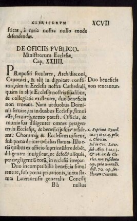 De Oficiis [!] Publico. Ministrorum Ecclesiae. Cap. XXIIII.