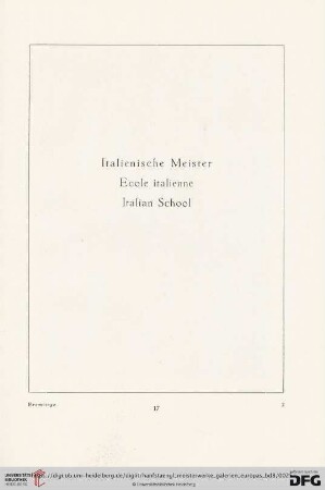 Italienische Meister / Ecole italienne / Italian School