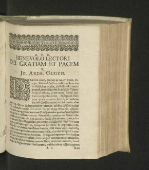 Benevolo lectori dei gratiam et pacem