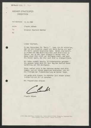 Brief an Eberhard Wächter, 12.10.1990