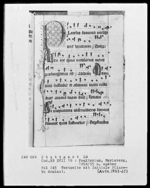 Psalterium — Initiale P (lacebo domino), Folio 245 recto