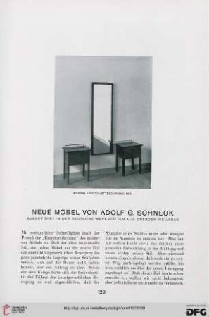 2: Neue Möbel von Adolf G. Schneck : ausgeführt in der Deutsche Werkstätten A.-G. Dresden-Hellerau