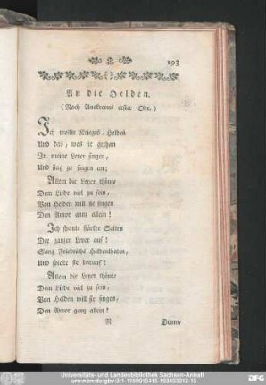An die Helden. (Nach Anakreons erste Ode.)
