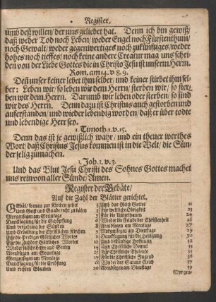 Register der Gebäte/ Auf die Zahl der Blätter gerichtet.