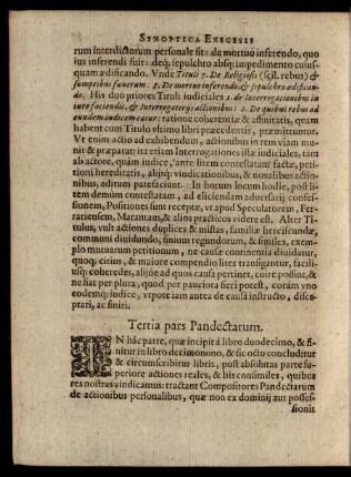 Tertia pars Pandectarum.