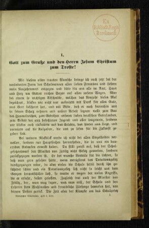 Gott zum Gruße und den Herrn Jesum Christum zum Troste!