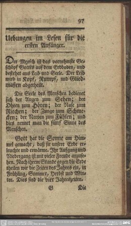 Uebungen im Lesen für die ersten Anfänger