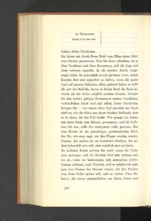 An Nicolovius Lübeck, den 29. März 1814
