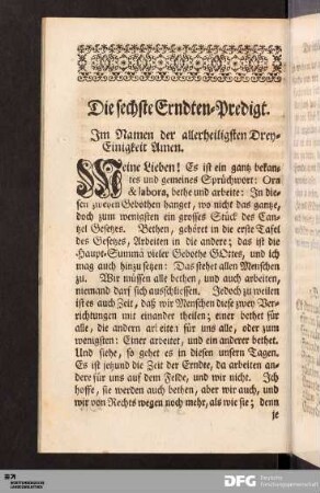 Die sechste Erndten-Predigt
