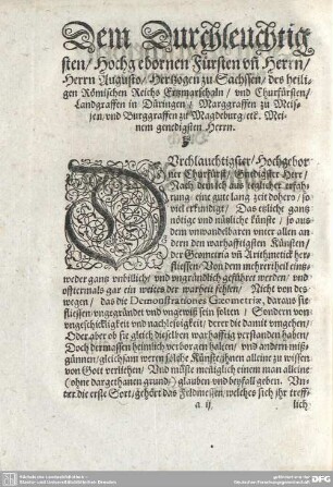 Dem Durchleuchtigesten/Hochgebornen Fürsten und Herrn...
