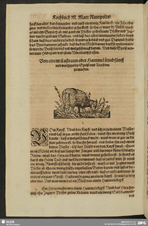 Von einem Castraun oder Hammel seind fünff und viertzigerley Speiß und Trachten zu machen
