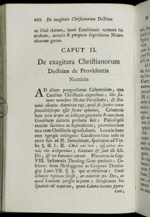 Caput II. De exagitata Christianorum Doctrina de Providentia Numinis.