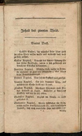 Inhalt des zweeten Theils.