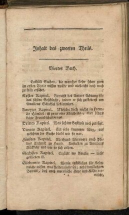 Inhalt des zweeten Theils.