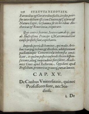 Cap. XV. De Civibus Universitatis, qui nec Professores sunt, nec Studiosi