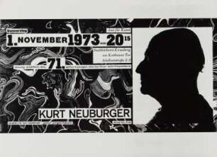 Plakat zur Autorenlesung des Künstlers Kurt Neuburger, anlässlich seines 71. Geburtstages, 1973