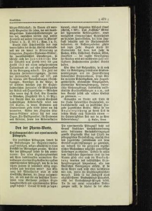 Von der Pharus-Warte : Erziehungsweisheit und experimentelle Pädagogik