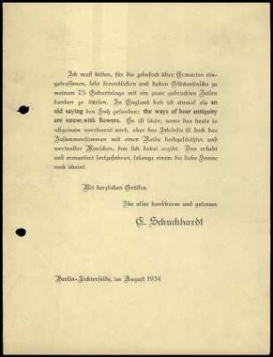 Rundschreiben C. Schuchhardt