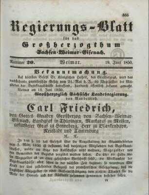Nr. 20 : 19. Juni 1850
