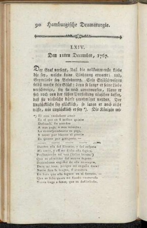 LXIV. Den 11ten December, 1767