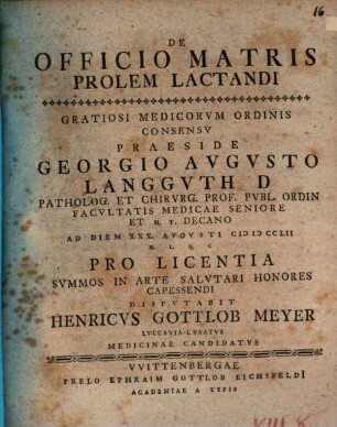 De Officio Matris Prolem Lactandi