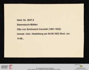Stammbuchblätter Otto von Schönaich-Carolath