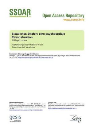 Staatliches Strafen: eine psychosoziale Rekonstruktion