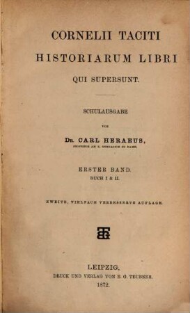 Cornelii Taciti historiarum libri qui supersunt, I