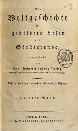 Die Weltgeschichte für gebildete Leser und Studierende, 4